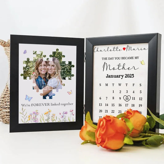 Personalized Puzzle Photo Flower Box with Moon Phase & Calendar