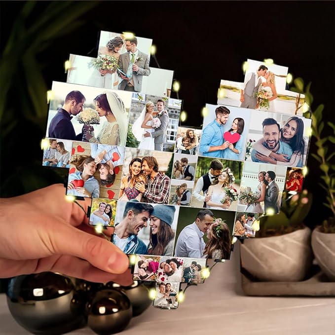 Custom Heart Shape Photo Collage Lamp