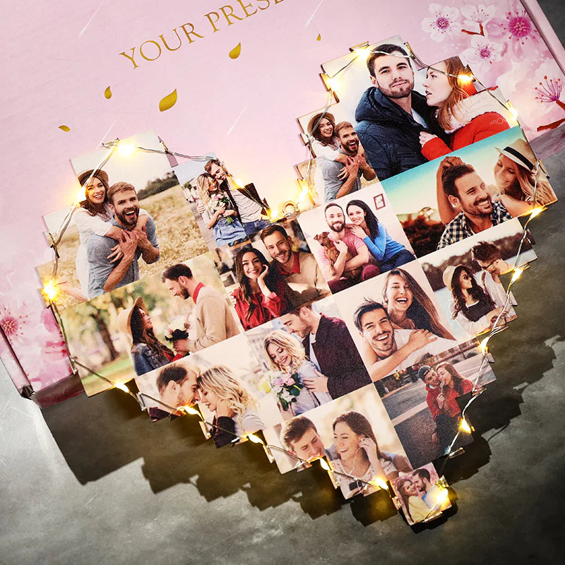 Custom Heart Shape Photo Collage Lamp
