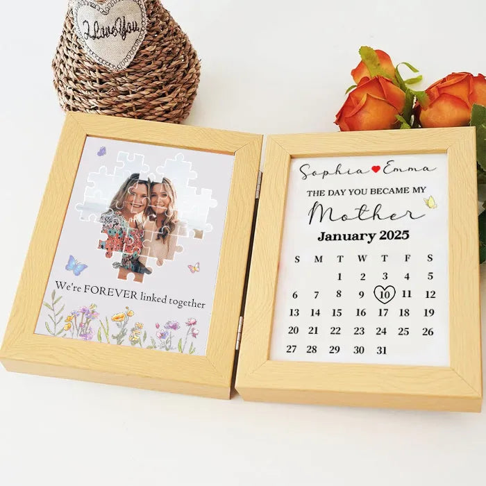 Personalized Puzzle Photo Flower Box with Moon Phase & Calendar
