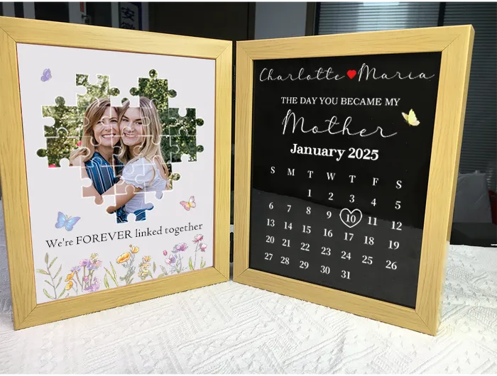 Personalized Puzzle Photo Flower Box with Moon Phase & Calendar