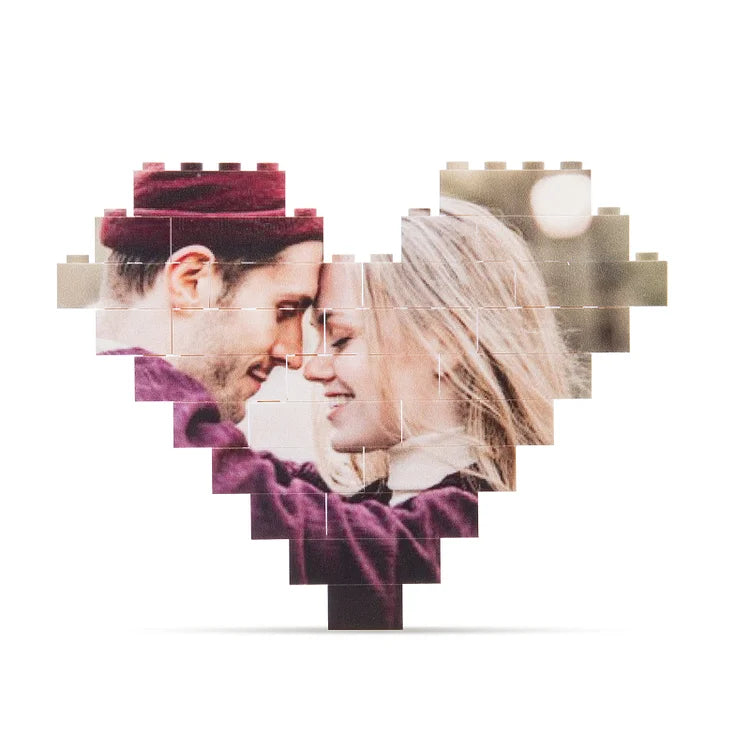 Personalized Heart-shaped Building Blocks Puzzle for Couples