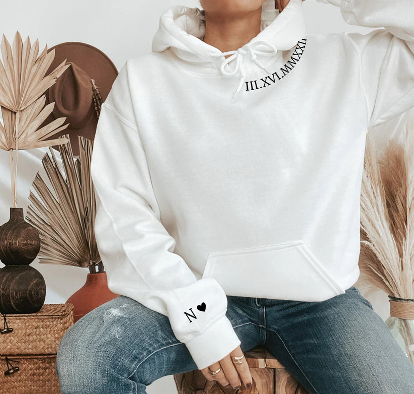 Custom Embroidered Date Roman Numeral Sweatshirt