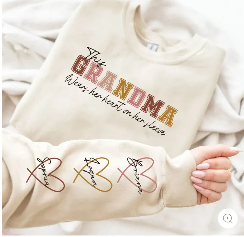 Personalized Mama Heart Sleeve Sweatshirt