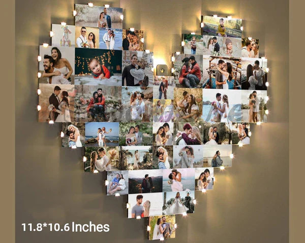 Custom Heart Shape Photo Collage Lamp