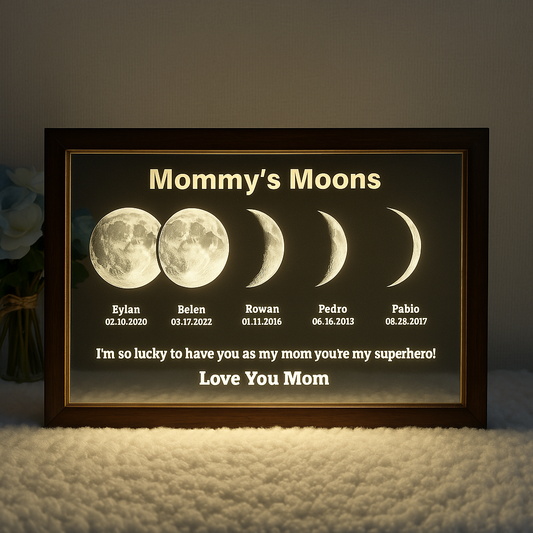 Personalized LED Moon Phase Frame – Custom Mother’s Day Gift