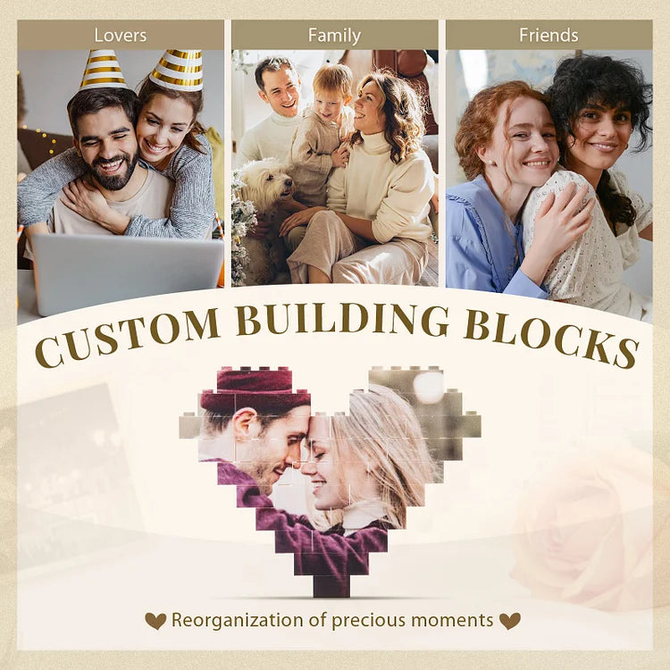 Personalized Heart-shaped Building Blocks Puzzle for Couples