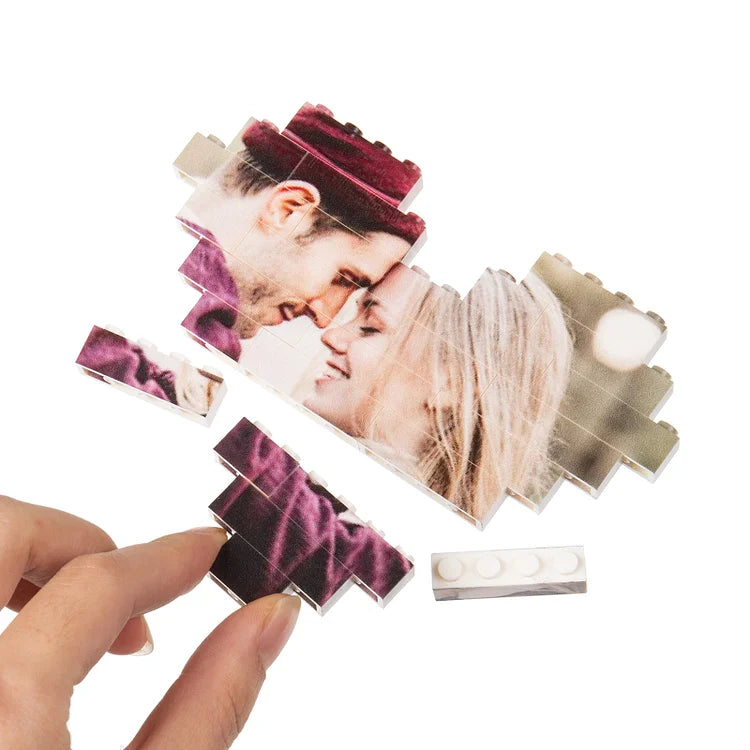 Personalized Heart-shaped Building Blocks Puzzle for Couples