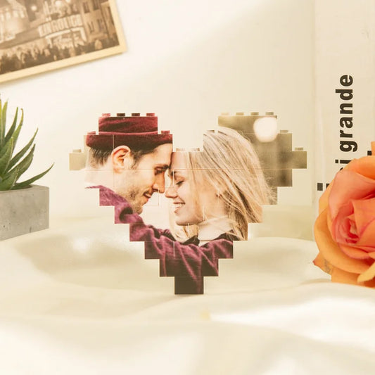 Personalized Heart-shaped Building Blocks Puzzle for Couples