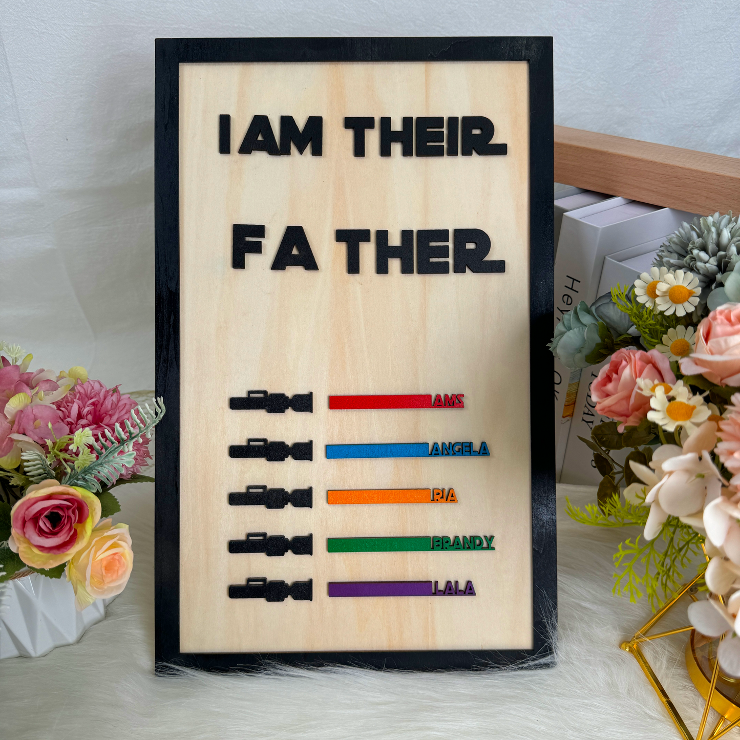 Personalized Wooden Lightsaber Plaque – Best Gift for Dad!