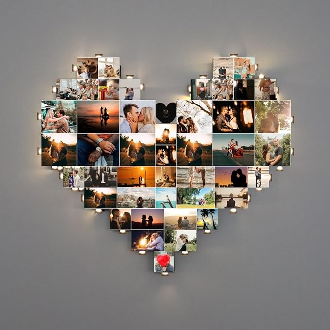 Custom Heart Shape Photo Collage Lamp