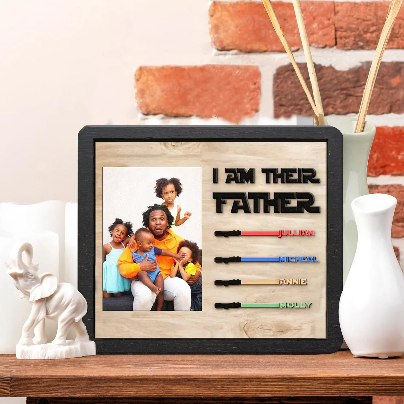 Personalized Wooden Lightsaber Plaque – Best Gift for Dad!