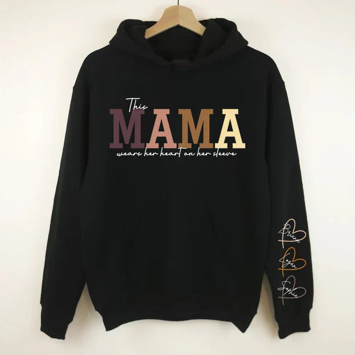 Personalized Mama Heart Sleeve Sweatshirt