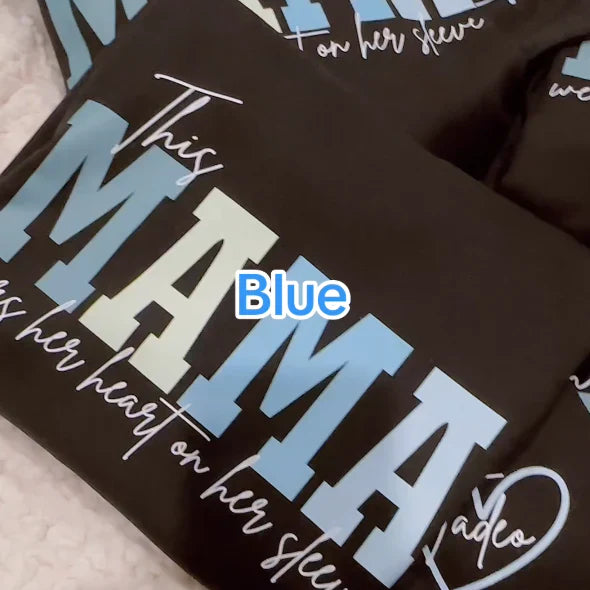 Personalized Mama Heart Sleeve Sweatshirt