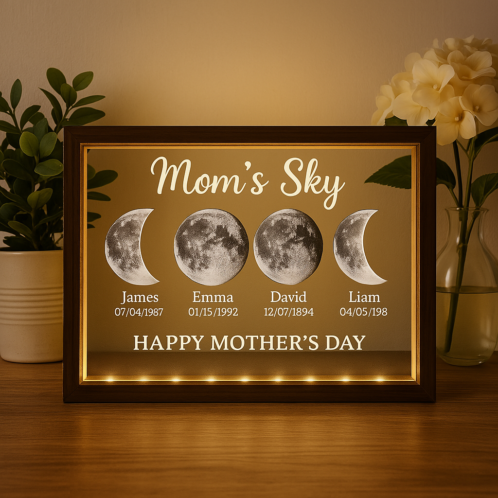 Personalized LED Moon Phase Frame – Custom Mother’s Day Gift